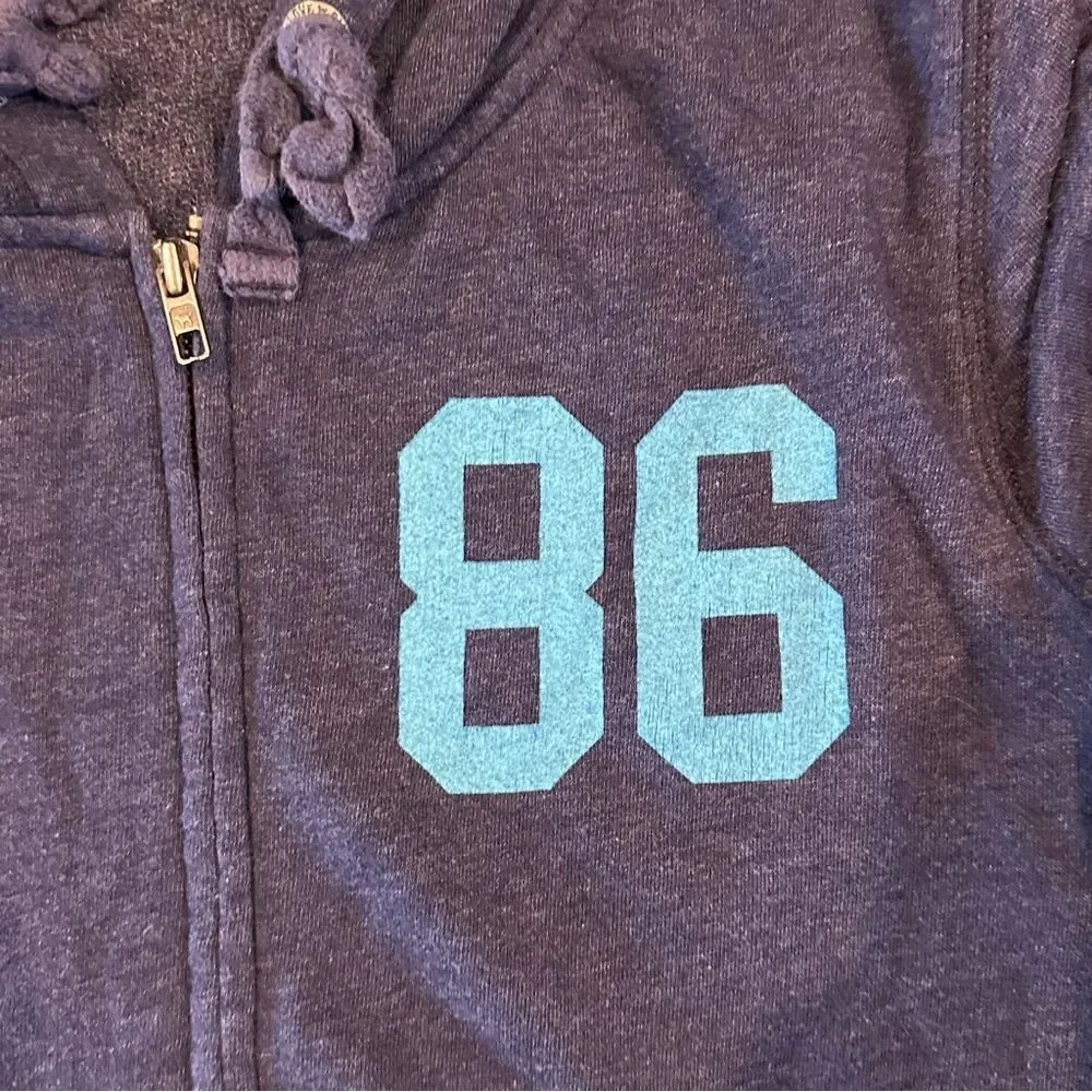 Victoria's Secret Love PINK 86 Women's Blue Hoodie Full Zipper Sweatshirt Size S
